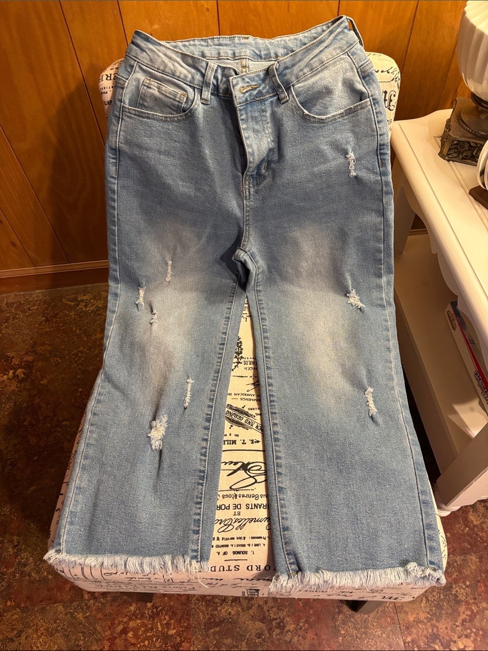 Light Blue Wide Leg Distressed Women's Jeans